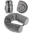 Dot¨ Twist Memory Foam Travel Pillow for Airplanes - Travel Neck Pillow for Sleeping - Airplane Pillow for Neck Support, Chin, Lumbar and Leg (Dark Gray (No Bendable Core), One Size)