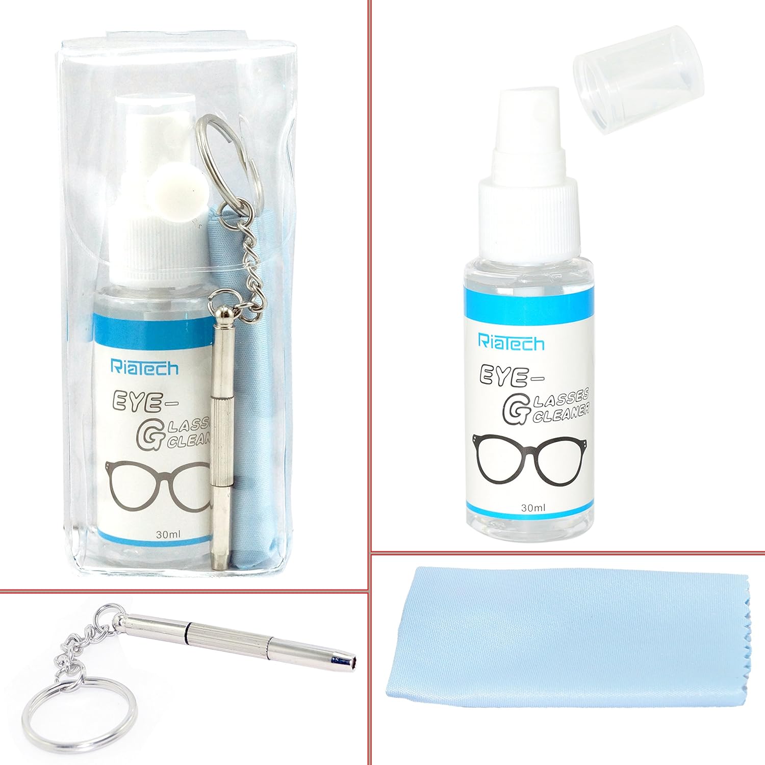 Buy RiaTech Optical Eyeglasses Cleaner Spray and Repair Kit with Microfibre Cloth, 100 Clear