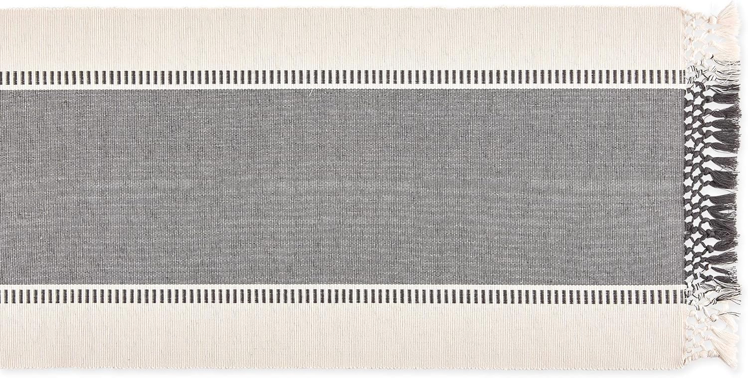 DII Dobby Stripe Woven Table Runner, 13x72, Mineral Gray: Home & Kitchen