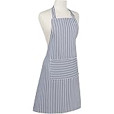 Now Designs Narrow Stripe Cotton Chef's Kitchen Apron, Royal Blue Stripe 28 x 32 in