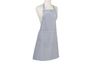 Now Designs Narrow Stripe Cotton Chef's Kitchen Apron, Royal Blue Stripe 28 x 32 in