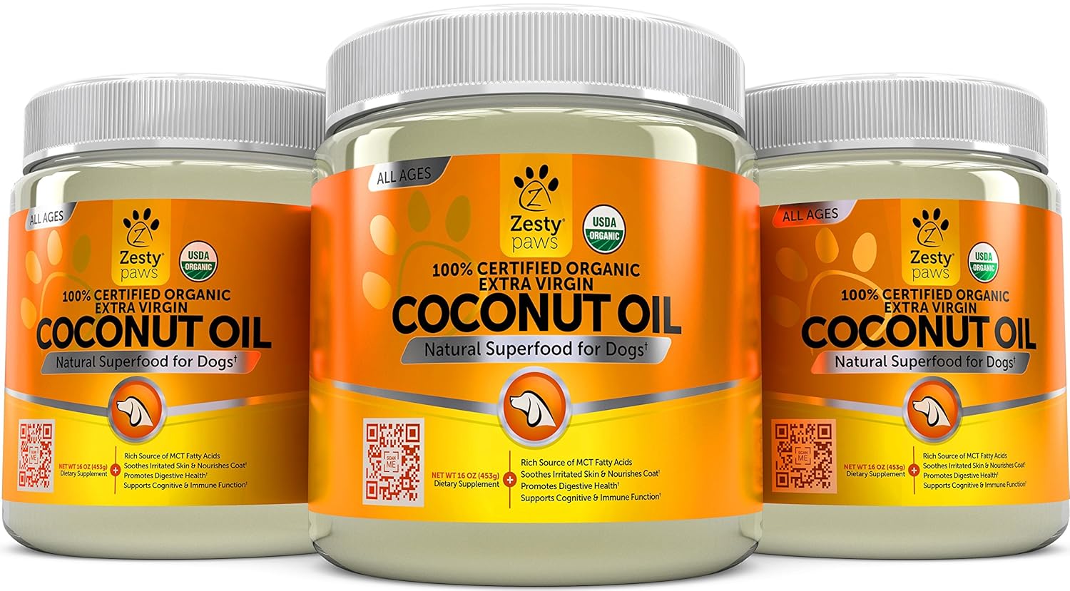 Zesty Paws Coconut Oil for Dogs Certified Organic Extra Virgin