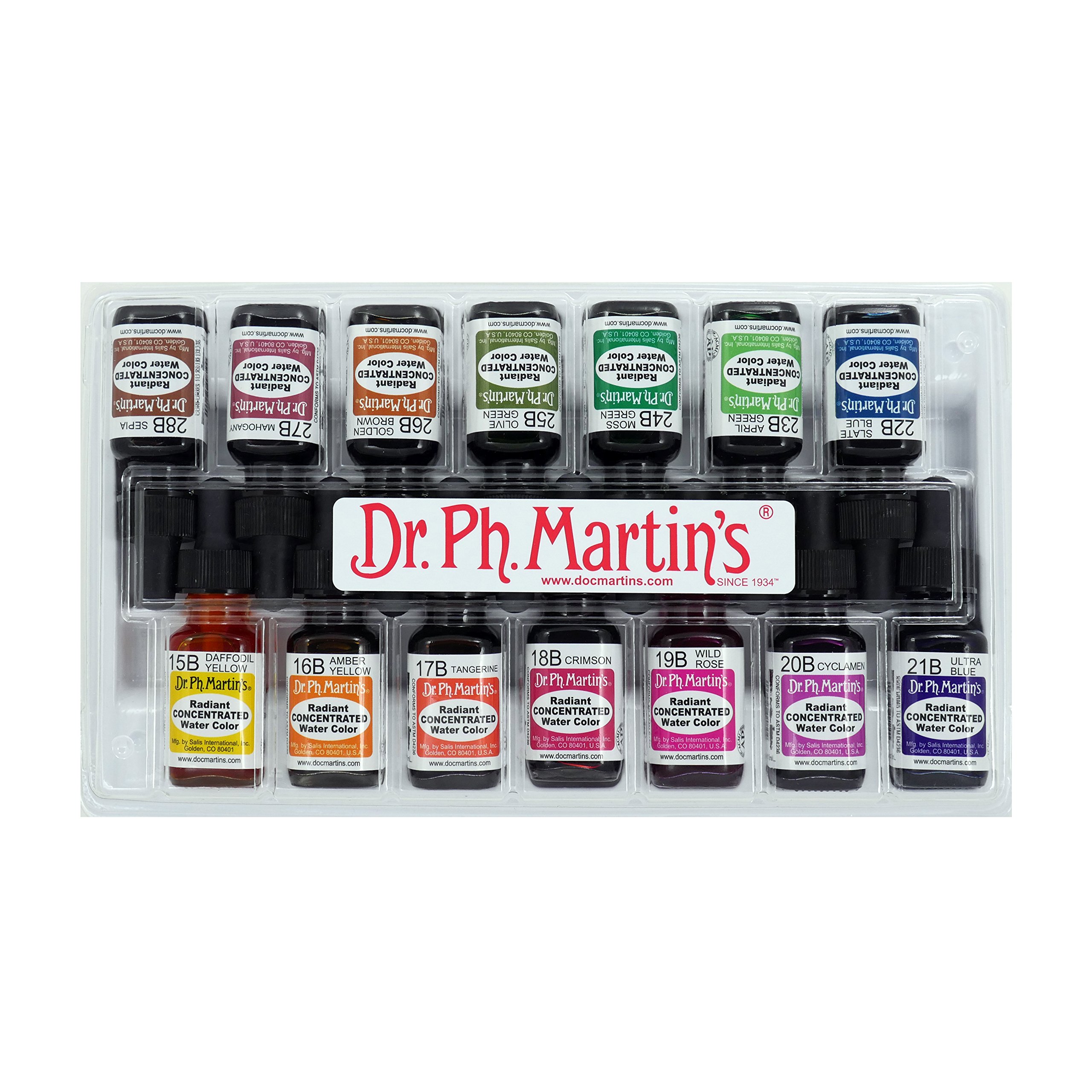 Dr. Ph. Martin's Radiant Concentrated Water Color, 0.5 oz, Set of 14 (Set B), Pink