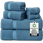 TOWELTIQUE- Organic Cotton Luxury Bath Towels Pack of 6 GOTS & Oeko- TEX Certified | Premium Soft, Absorbent & Quick-Drying Towels for Bathroom, Gym, Spa & Hotel Use – Turquoise