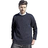 Aran Crafts Men's Irish Cable Knitted Curl Neck Sweater (100% Donegal Wool)