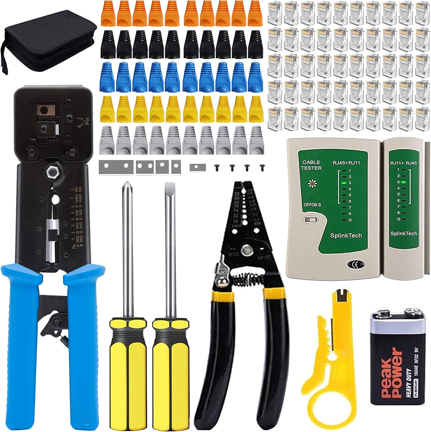 TAIWAIN Cat5e Cat6 Computer Crimp Maintenance Cable Tool Kit, Network