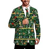 Arvilhill Men's Christmas Blazer with Tie - Ugly X-Mas Festive Jacket - Christmas Theme Party Suit for Men (S-XXL)
