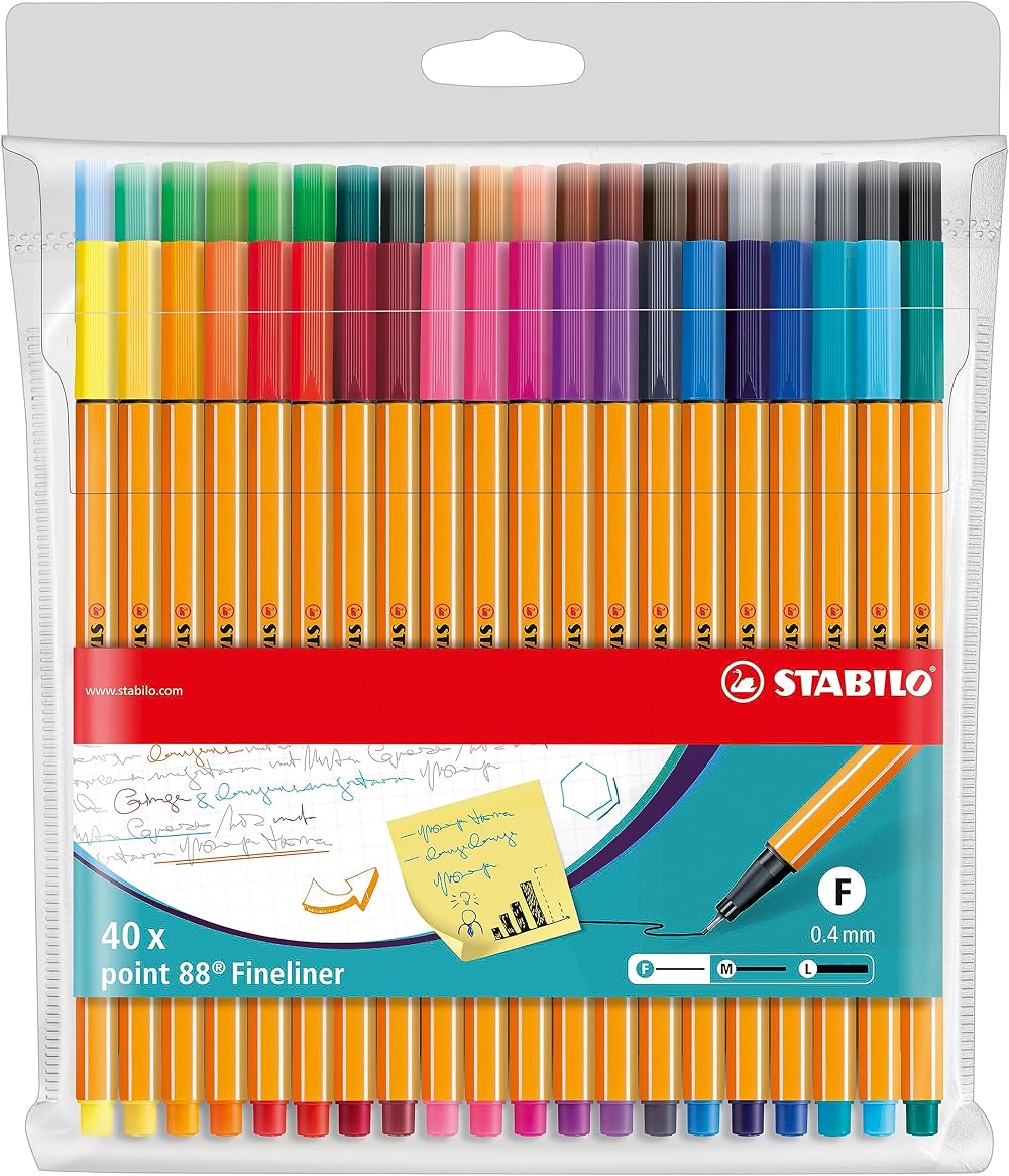 Stabilo point 88 Fineliner Pack of 40 Assorted Colours