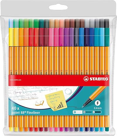 Stabilo point 88 Fineliner Pack of 40 Assorted Colours