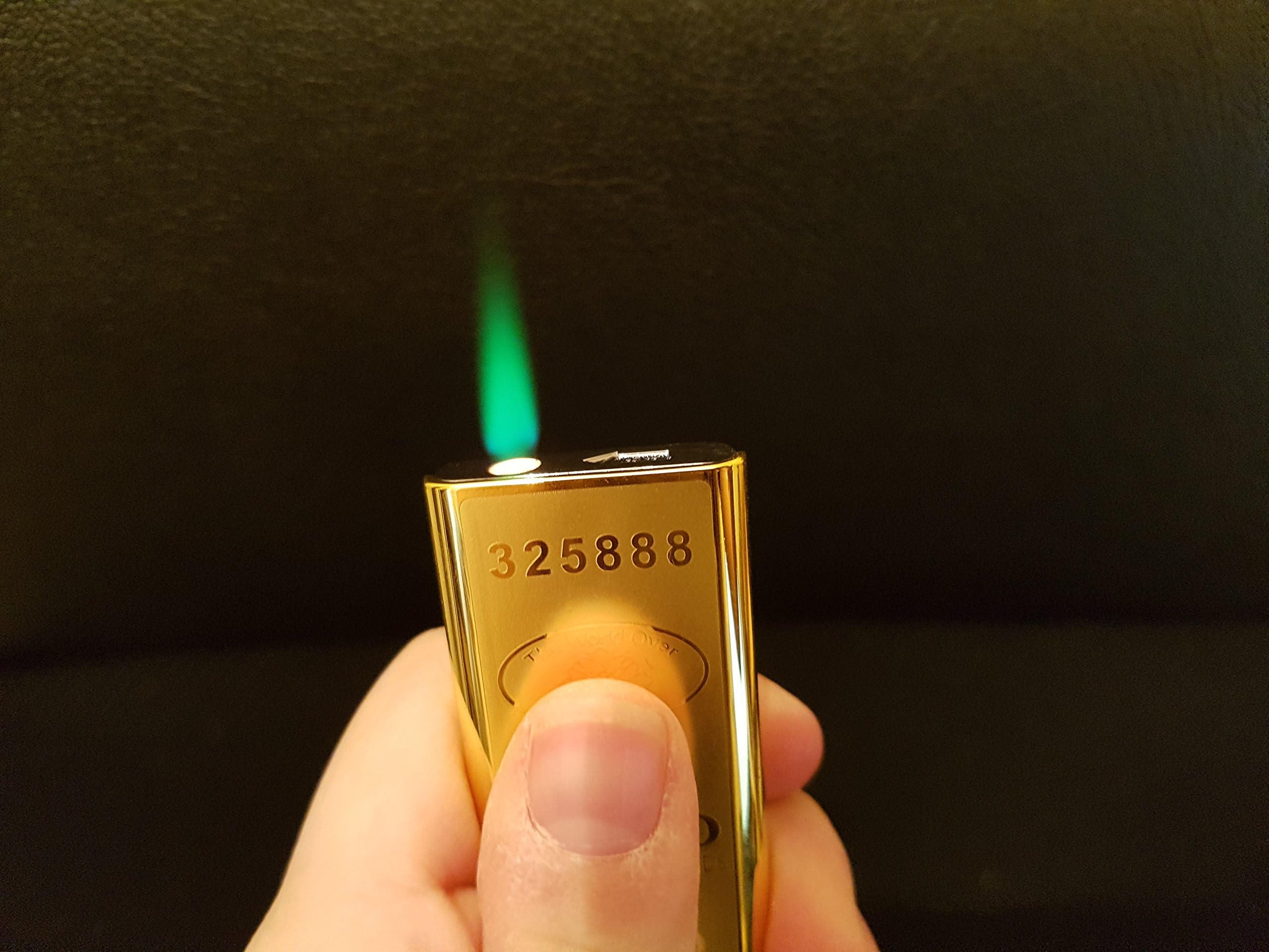 Stylish Gold Bar Themed Metal Lighter With Stunning Green Or Red Jet Flame, Windproof Lighter, Gas Lighter
