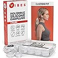 Silicone Ear Plugs - 6 Pairs Vibes Reusable Earplugs For Sleep, Custom Waterproof Moldable Gel, 32 dB Best Sound Blocking Earplug, Noise Reduction in Sleeping, Travel, Swimming, Studying, Construction