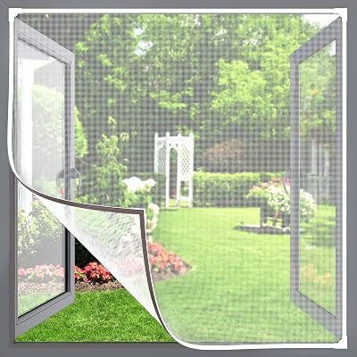 YANGTE Fly Screens for Windows White Magnetic Screen 110x130 cm Insect Mesh