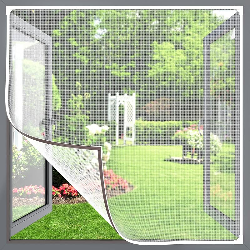YANGTE Fly Screens for Windows White Magnetic Screen 110x130 cm Insect Mesh