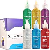 Glitter Glue for Crafts in Bright Classic Colors: Silver, Red, Green, Blue, Purple &amp; Gold Glitter Glue Washable &amp; Non-Toxic Used for Gluing, Drawing, Writing, Outlining, 0.67 OZ (6 Pieces) - By Enday
