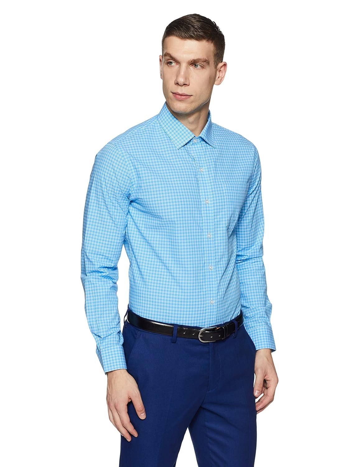 arrow men's checkered slim fit cotton formal shirt