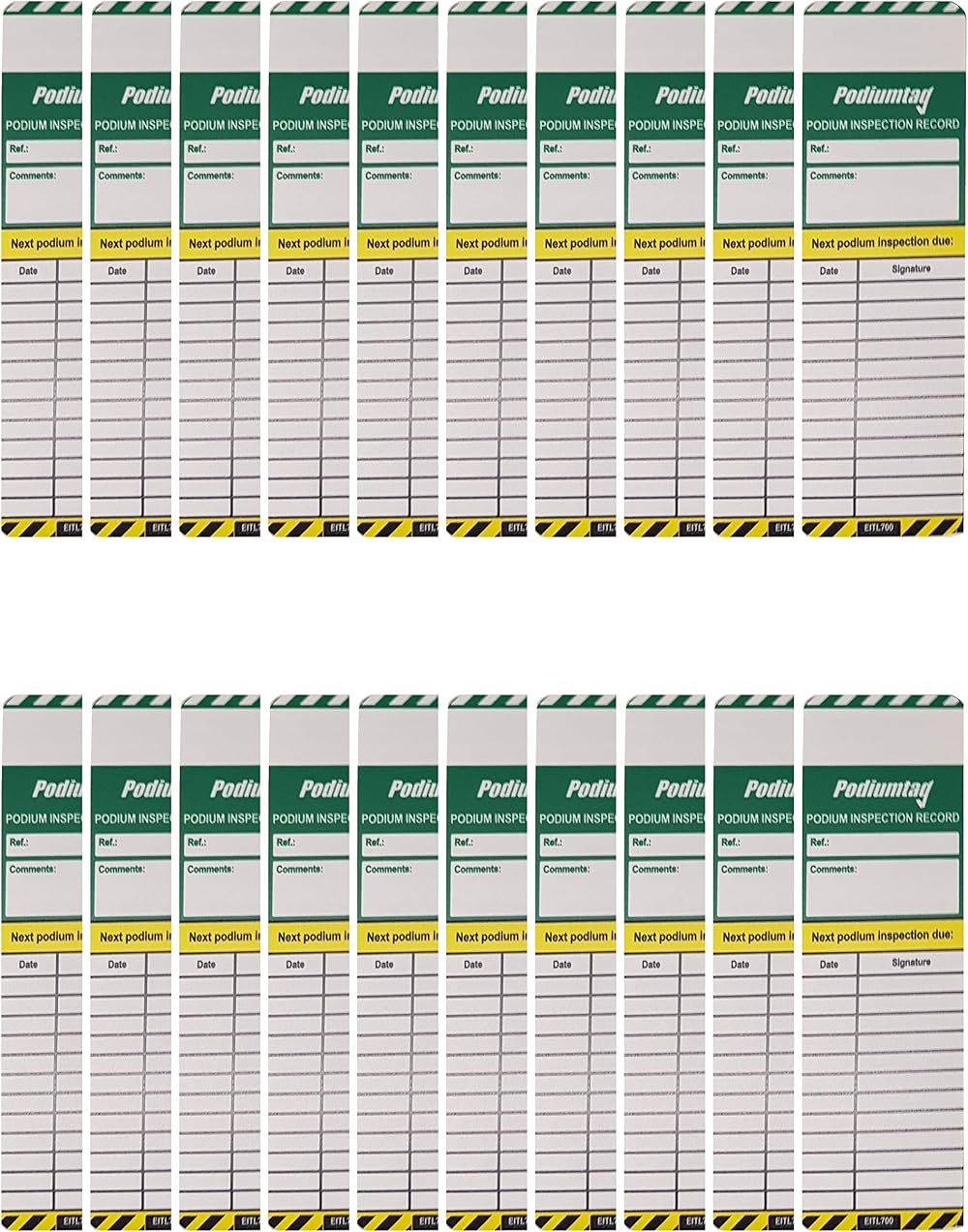 BPS Access Solutions Podium Tag Inserts x20 Waterproof Site Safety UK Made