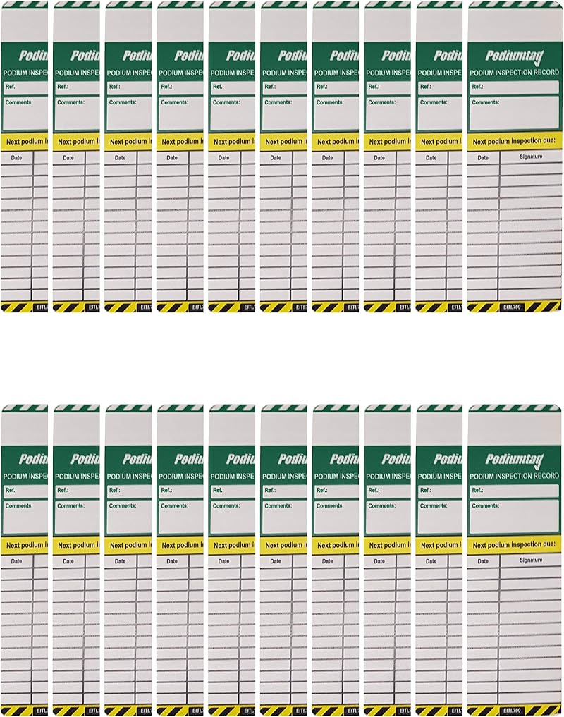 BPS Access Solutions Podium Tag Inserts x20 Waterproof Site Safety UK Made