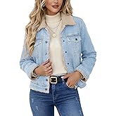 YUCOLEN Women's Denim Jacket Sherpa Lined Fleece Jean Coat Fur Collared Warm Button Down Trucker Jackets with Pockets