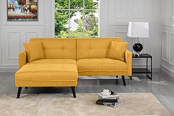 Amazon Com Sofamania Mid Century Modern Linen Fabric Futon Small