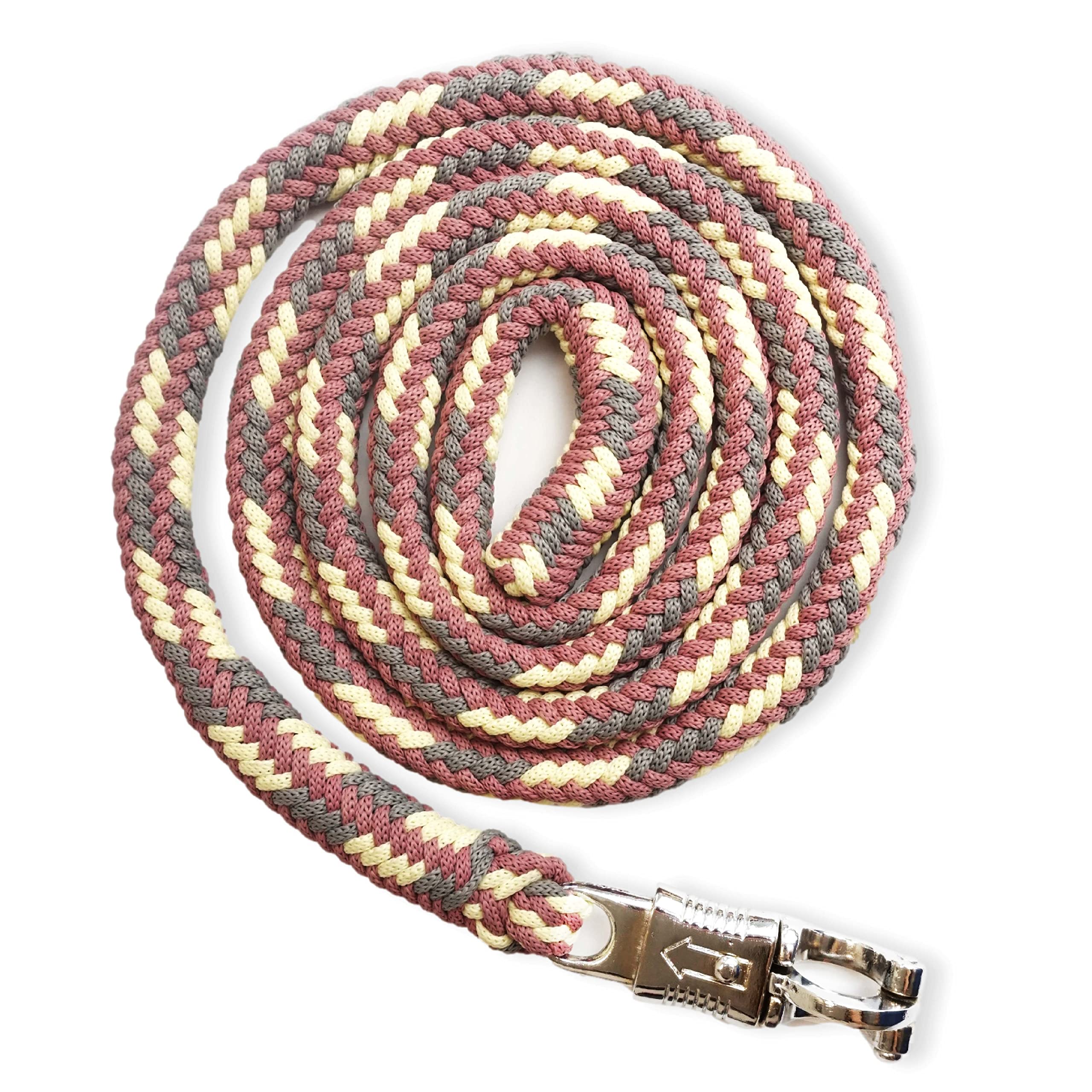 Lead Rope Horse Tie Rope for Equestrian Horses with Sturdy Panic Hook Length 2 m Many Colours (Grey/Pastel Red/Cream)