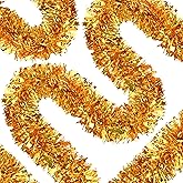 70 Ft Christmas Tinsel Garland Metallic Tinsel Twist Garland Glitter Christmas Tree Hanging Decorations New Year Party Birthday Holiday Indoor Outdoor Supplies (Gold)