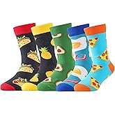 BONANGEL Boys Socks 5-8 Years Old, 5 Pairs Fun Novelty Animal Food Space Crazy Funny Cute Kids Socks 8-10 10-12 Years