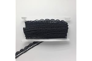 ELLA MAMA Crocheted Lace Trim DIY Craft Ribbon 1/2'' x 10 yds, Scallop Edge(Black)