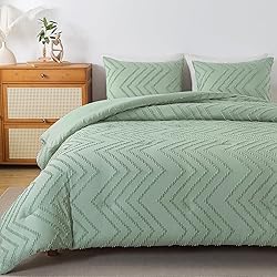 Andency Sage Green Comforter Set Queen, Boho Soft