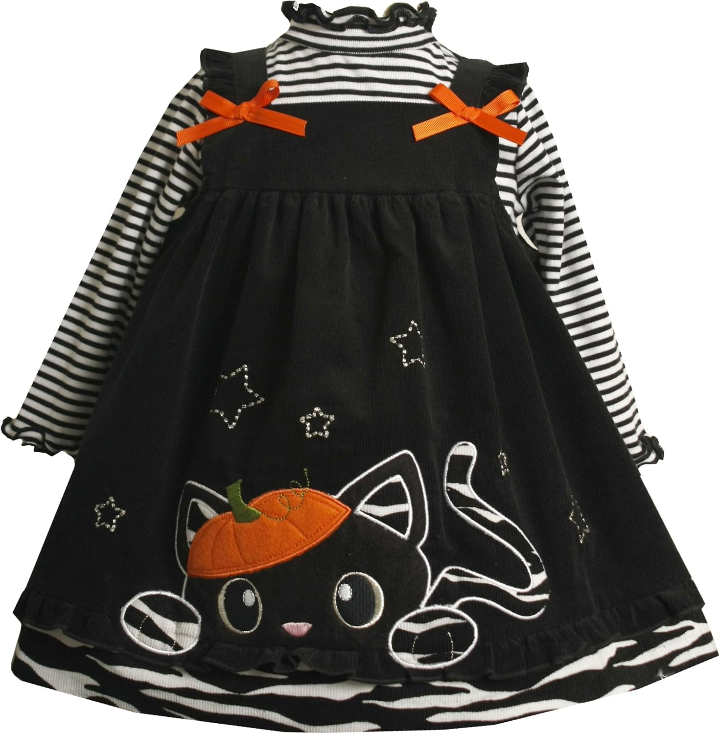 Download Amazon.com: Bonnie Jean Size-24M BNJ-4435B 2-Piece BLACK WHITE 'Halloween Pumpkin-Hat Cat ...
