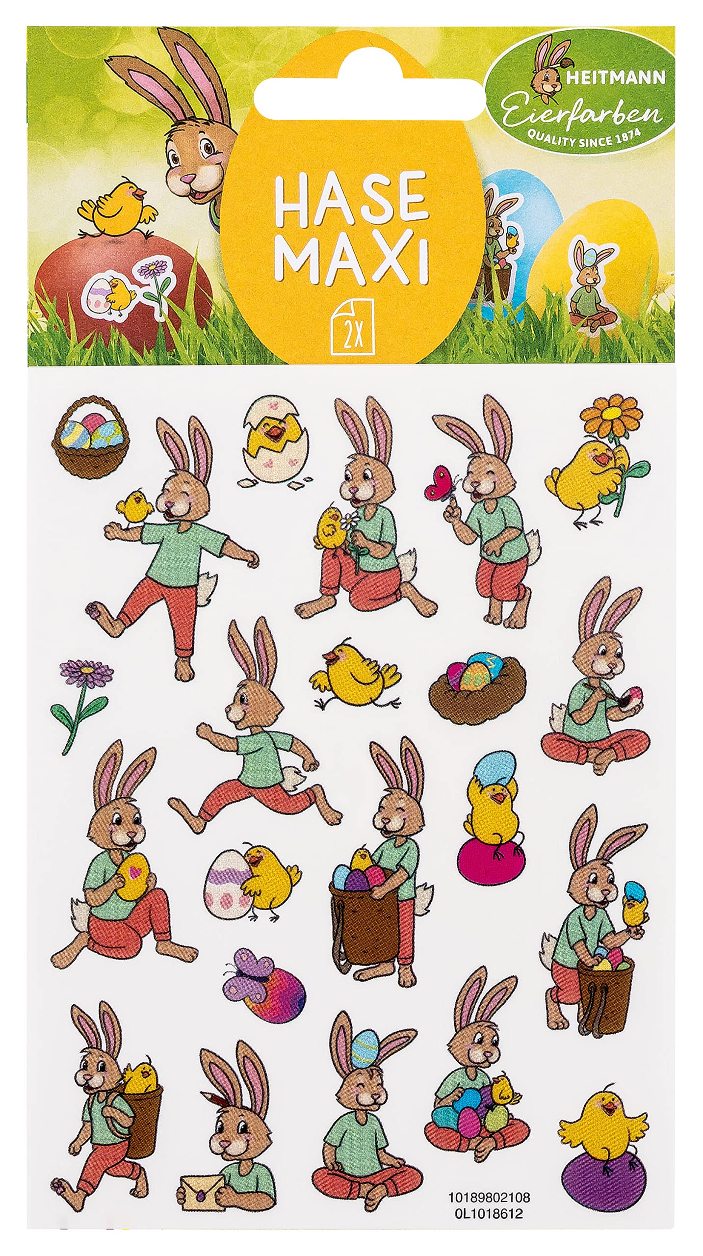 Heitmann Eierfarben - Sticker Rabbit Maxi - 2 Motif Sheets, 1018612, Multi-Coloured