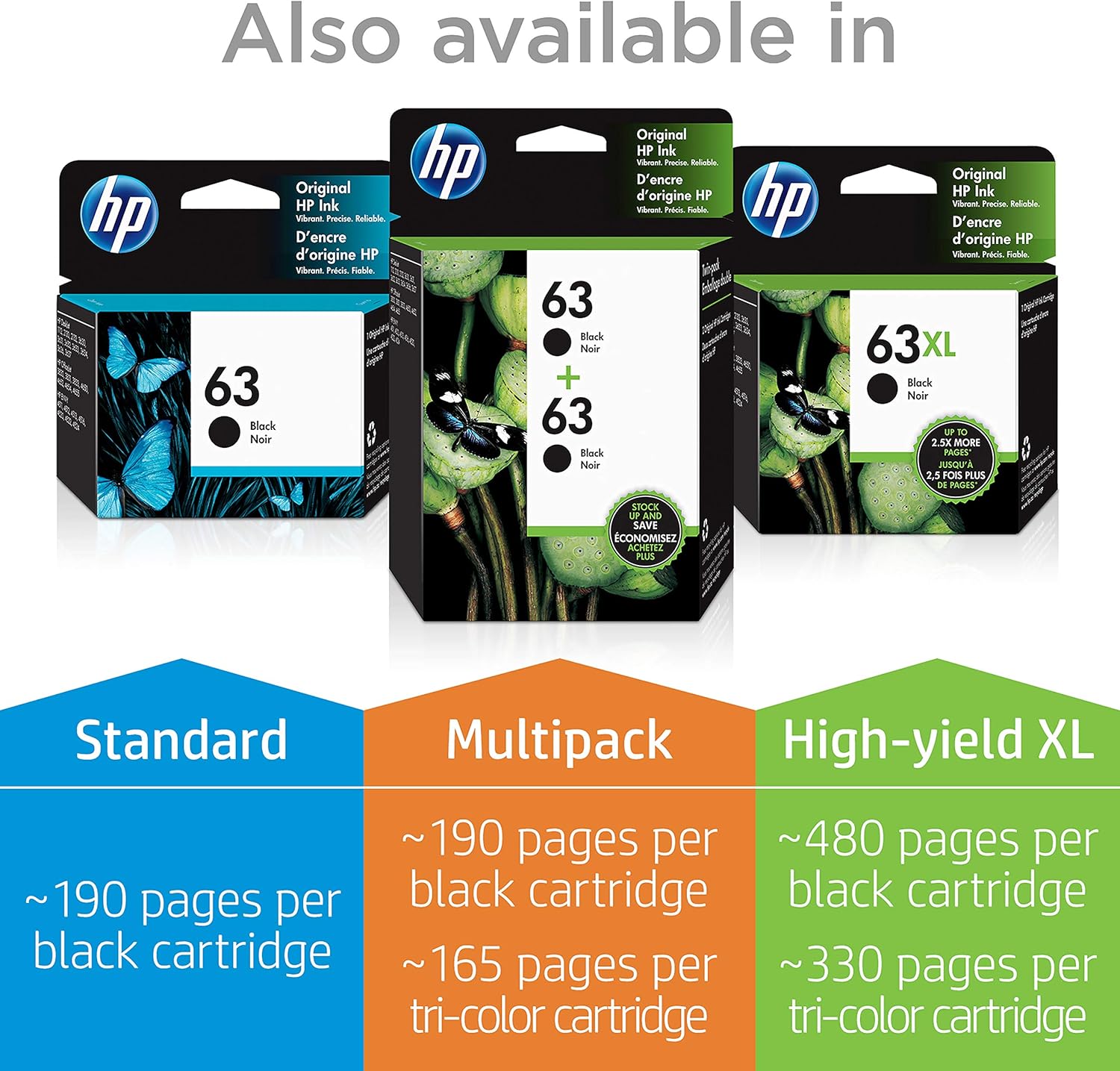 HP 63 | Ink Cartridge | Tri-color | F6U61AN: Office Products