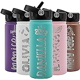 Personalized Custom Water Bottle For Kids, Toddler & Children w NAME & 36 ICON FREE ENGRAVING! | 18 oz - 9 Color | BPA Free - Double Wall Insulated