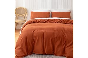 HeimenAogo Egyptian Cotton Duvet Cover Set Queen, Ultra Soft and Breathable Comforter Cover with Zipper Closure, High Thread Count Long Staple Cotton Blanket Cover 3pcs (90"×90"), Burnt Orange