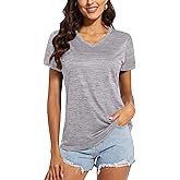 MAGCOMSEN Women's V Neck Workout Shirts Short Sleeve Moisture Wicking Yoga T-Shirts Quick Dry Athletic Tops