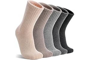 MOGGEI 5 Pairs Womens Merino Wool Socks for Hiking Thermal Warm Thick Winter Cozy Crew Cabin Ladies Comfy Work Boot Socks