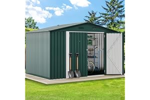 DWVO 6x8ft Large Outdoor Storage Shed, Heavy Duty Metal Tool Sheds with Lockable Door & Air Vent for Backyard Patio Lawn to Store Bikes, Tools, Lawnmowers, Green