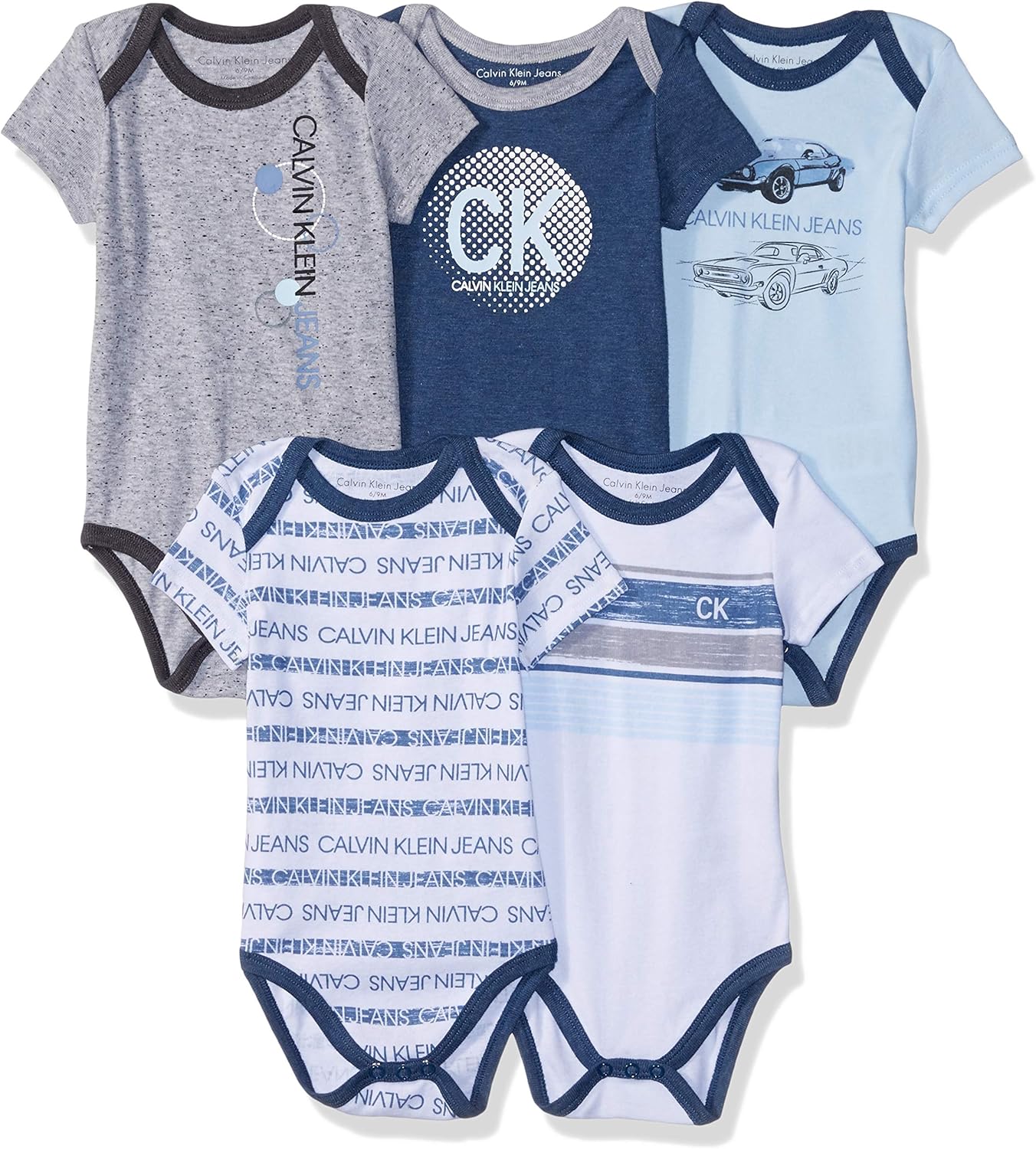 Calvin Klein Baby Boys 5 Pieces Pack Bodysuits Clothing