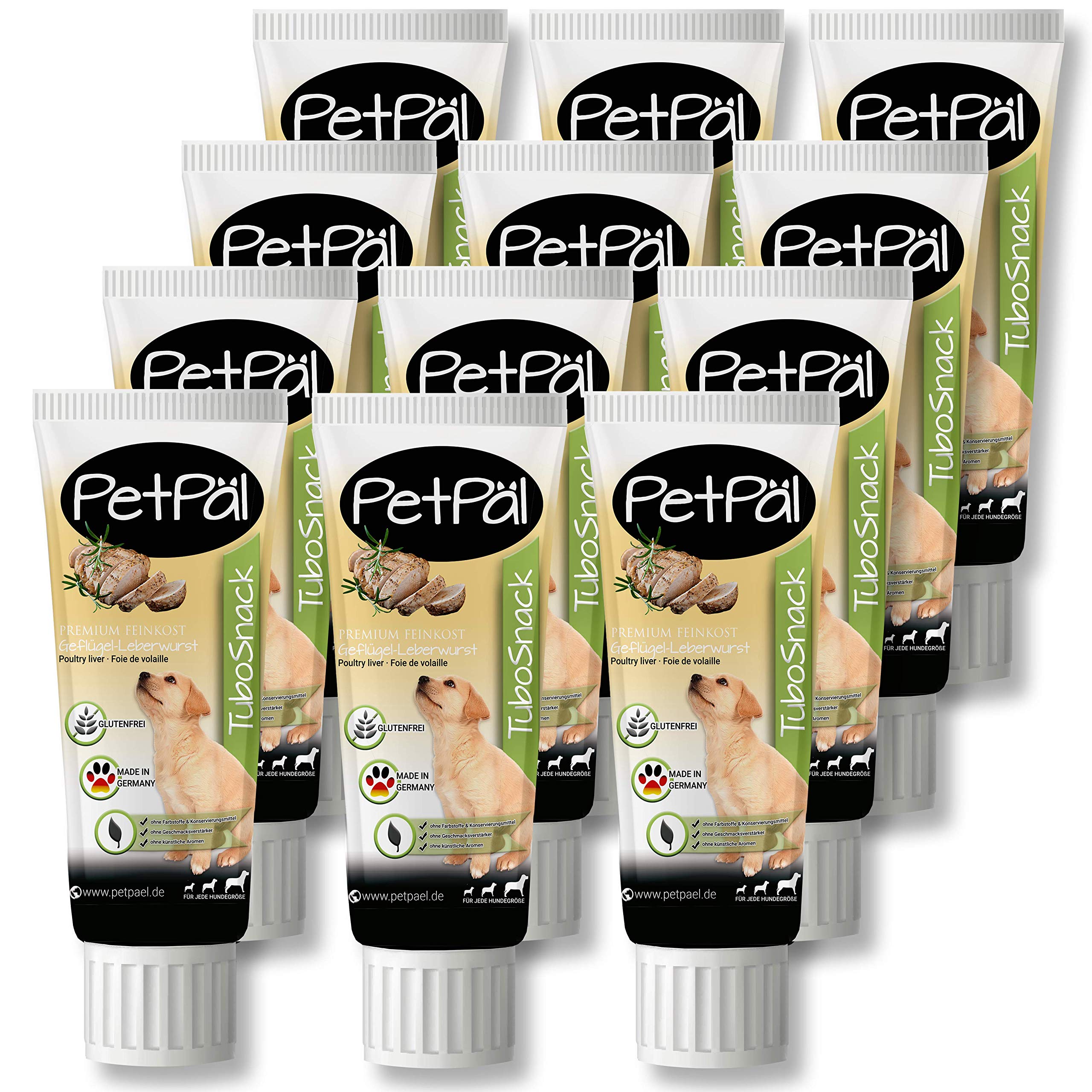 PetPäl Poultry Paste for Dogs “TuboSnack“ - 12x 75g | Premium Treats for Your Dog | Natural Dog Snack Also Great for Puppies - Made in Germany | Grain Free | Easy to Dose