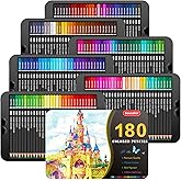 Soucolor 180-Color Artist Colored Pencils Set for Adult Coloring Books, Soft Core, Professional Numbered Art Drawing Pencils 