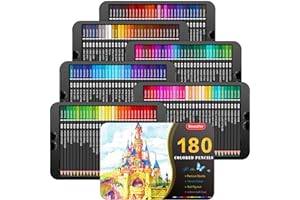 Soucolor 180-Color Artist Colored Pencils Set for Adult Coloring Books, Soft Core, Professional Numbered Art Drawing Pencils for Sketching Shading Blending Crafting, Gift Tin Box for Beginners Kids