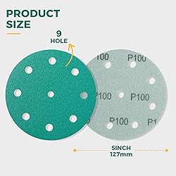S SATC 5 Inch 9 Holes Sanding Discs 100 Grit Sand