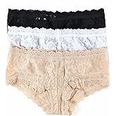 hanky panky - Signature Lace Boyshorts | Lace Lingerie, Cotton Underwear for Women, Everyday Panties | Sizes XS-XL | 3 pack