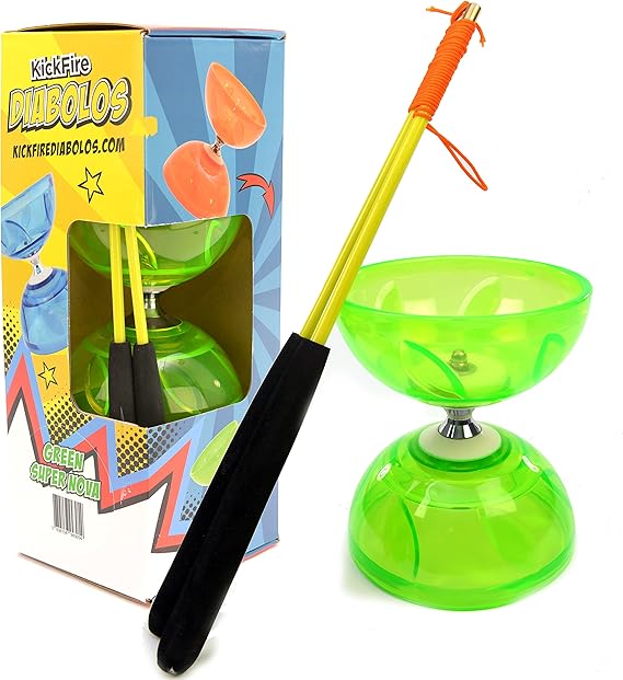 KickFire Diabolos? Green Super Nova Chinese YoYo Diabolo Set with