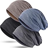 4 Pieces Slouchy Beanie Hat Sleeping Cap Baggy Skull Knit Sleeping Hat Headwear Head Wrap Cap for Men Women