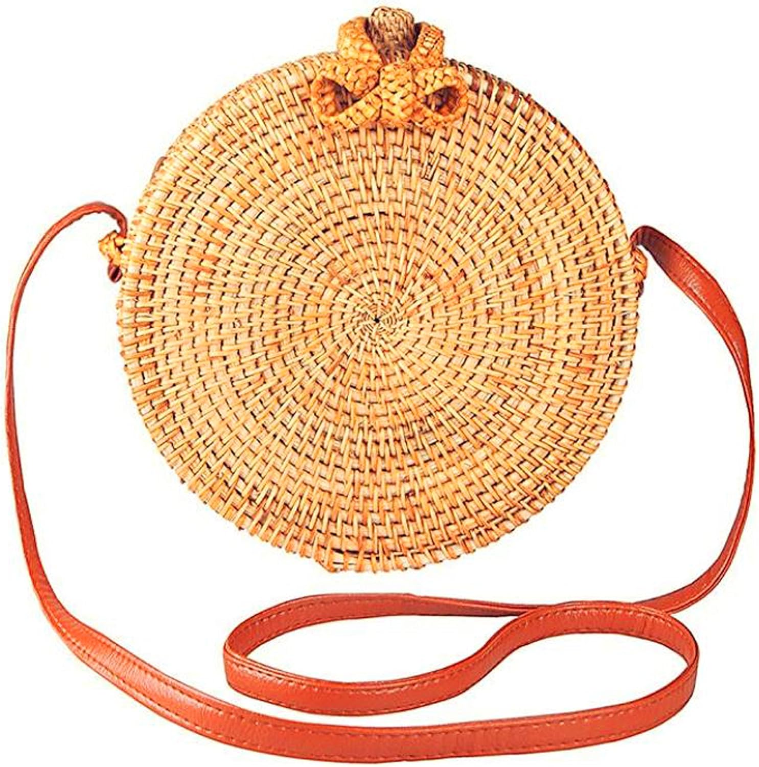 Handwoven Round Rattan Bag for women Handmade Rattan Purse Bohemian