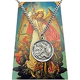 Westmon Works St Michael Pewter Medal One Inch Saint Pendant on a Stainless Steel Chain Boxed Gift Set