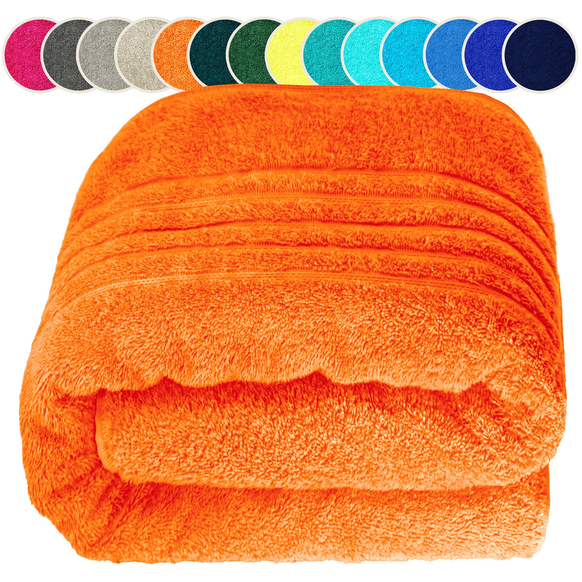 Lashuma London sauna towel for woman and men, bath towel colour: clementines orange, terry towel 85x200 cm