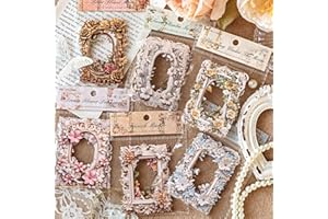 AIFONG 60 Vintage Craft Paper Frames for Scrapbook, Flower Window Decorative Craft Paper Frame for Junk Journaling, Vintage Scrapbook Supplies Card Making kit, Frames Decorative Paper