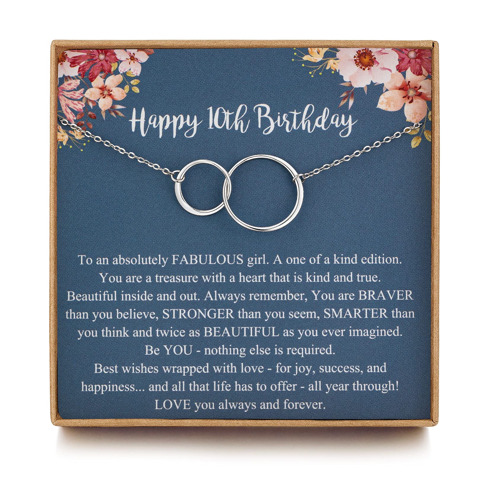 MUSIER PARIS Sweet Gifts for 10 Year Olds Girls, Birthday Gifts for her, 10th Birthday Gifts for Girls, Sterling Silver 2 ring Birthday Necklace, Friendship Gifts Birthday Jewelry