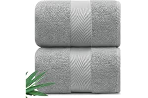 Alusa Home Ultra Soft & Plush Viscose from Bamboo Bath Sheets - 700 GSM Pack of 2 - Extra Large 70x35 in - Super Absorbent & Quick Drying (Pewter Grey)